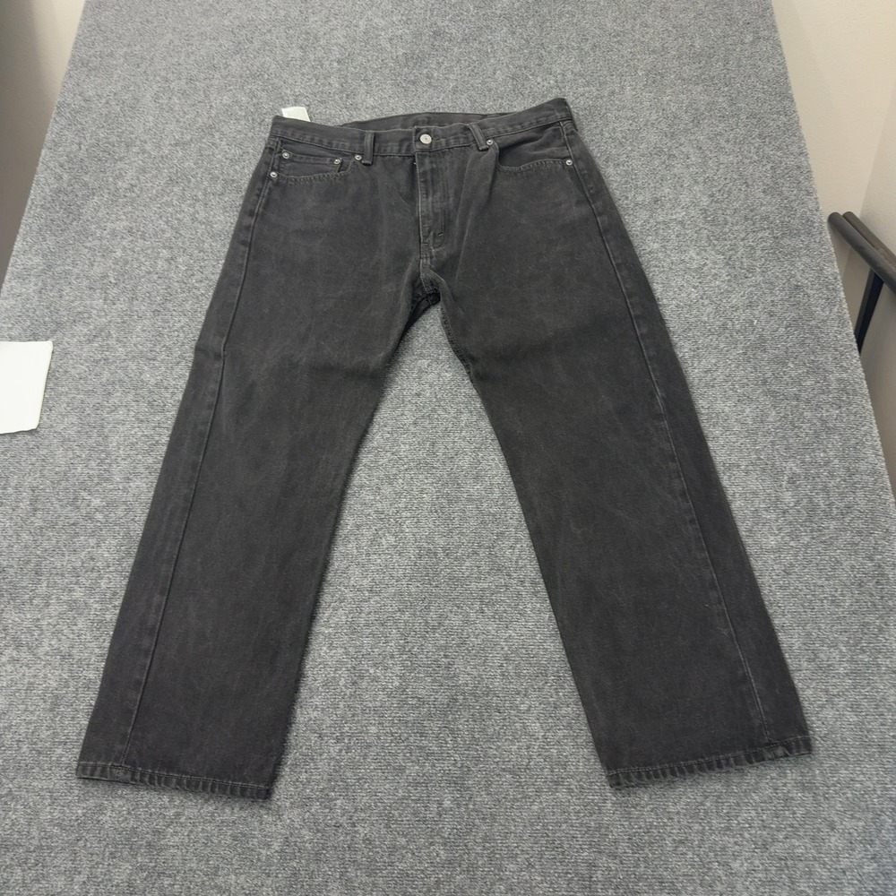 Levis 505 Jeans Mens 40 Black Cotton Straight Leg Faded Denim Casual Streetwear